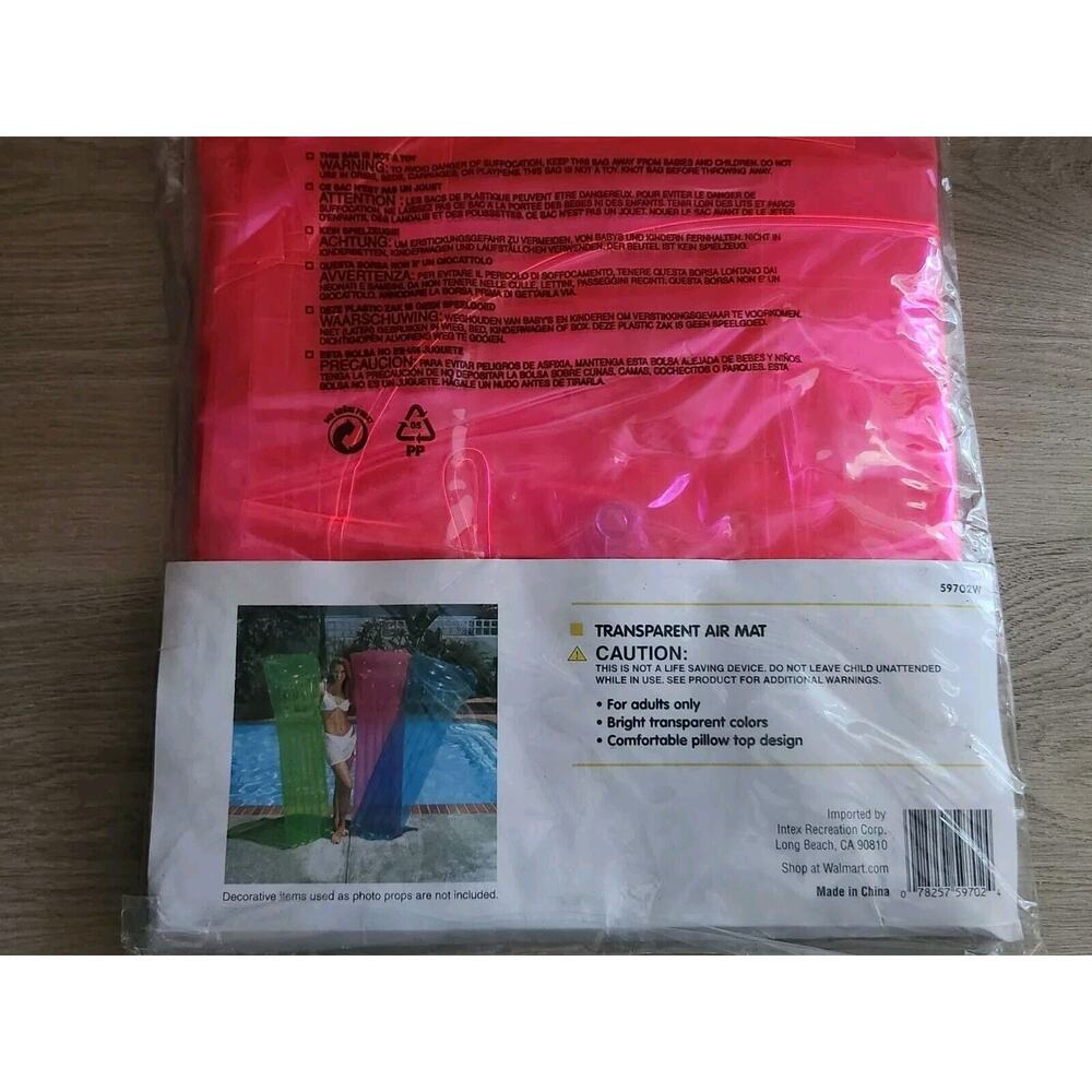 Sand N Sun Pool Raft Air Mat 6 ft x 27" Transparent Floating Raft Pink - Picture 6 of 8